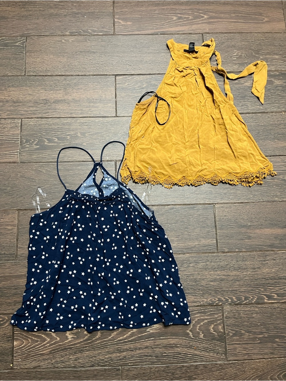 2 mix set Girls' Mustard & Navy Star Tank